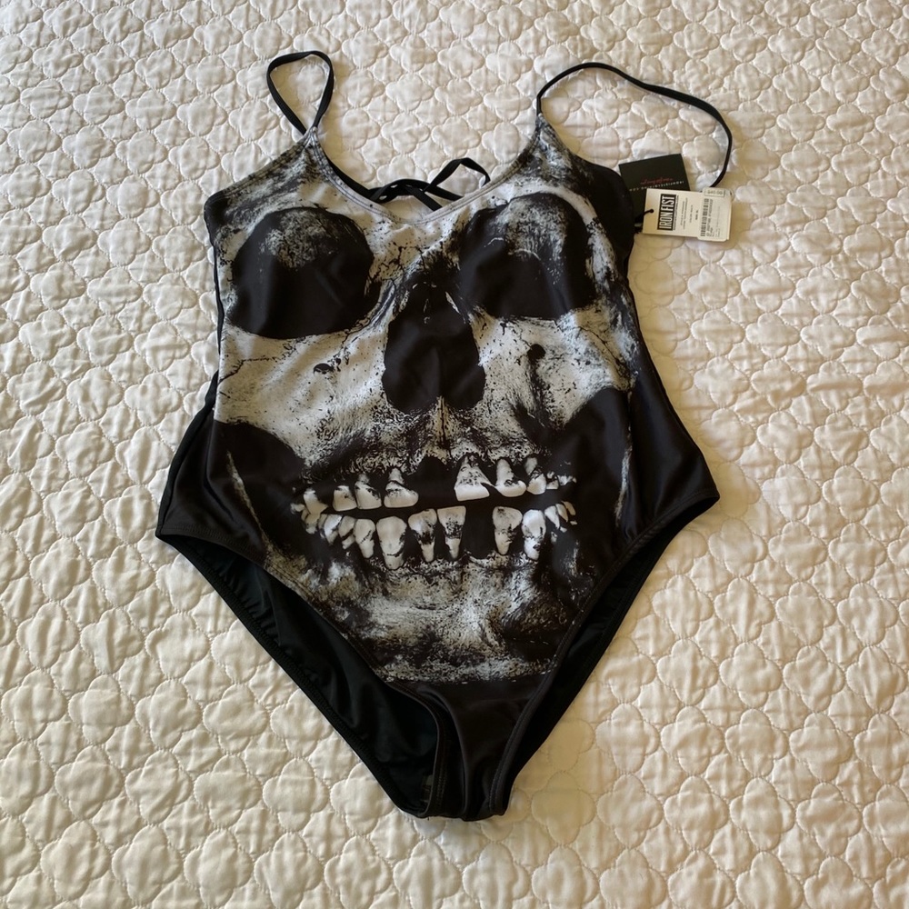 Iron Fist skull one piece swimsuit